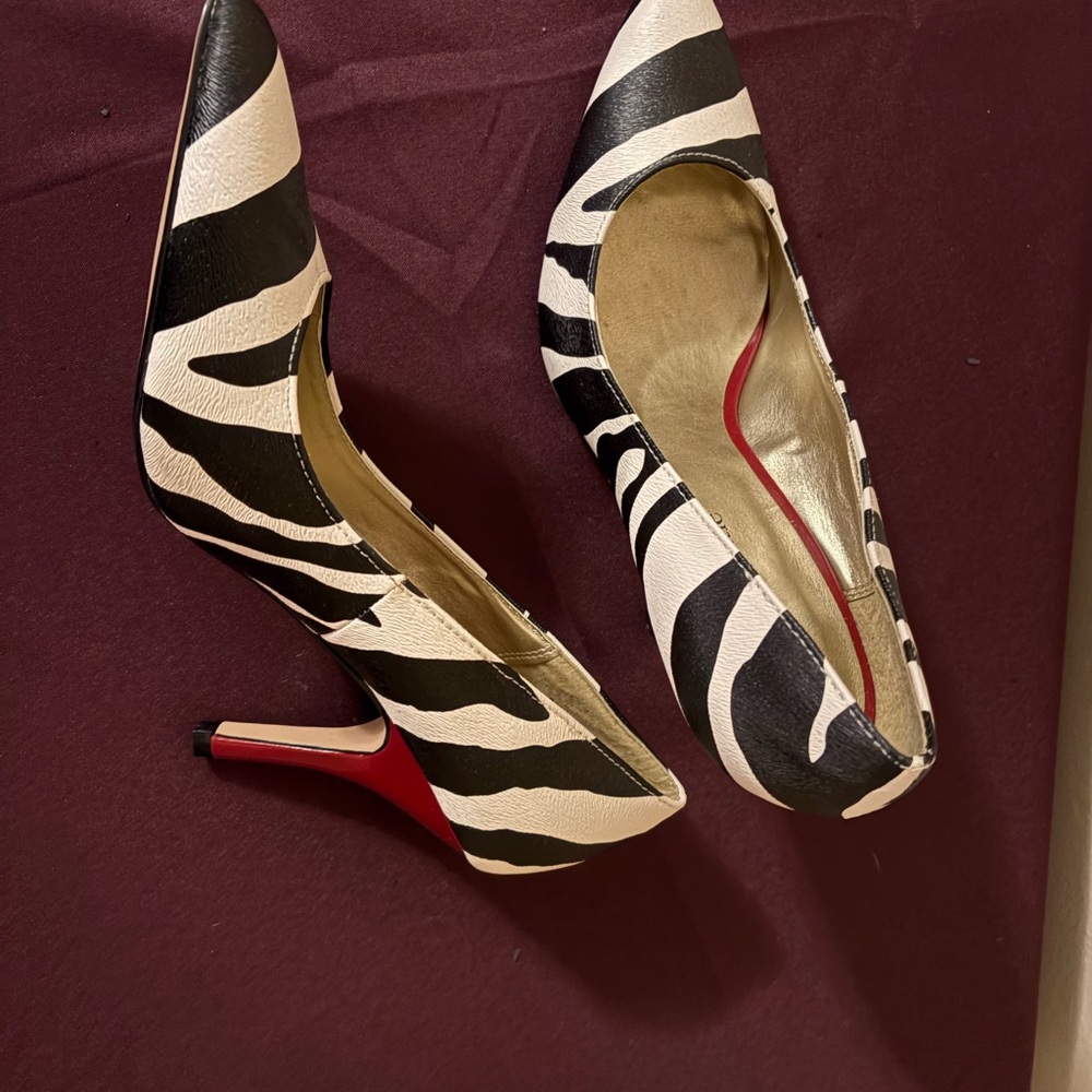 Black and White Stiletto Heels with Zebra Print